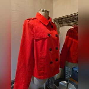 GAP Double Breasted Cropped PeaCoat In "Killer Tomato" (Red/Orange). Sz MED.